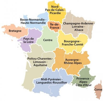 Carte des régions 2016