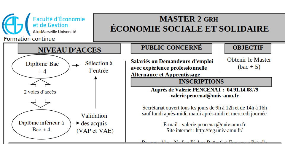 Recrutement Master ESS Aix-Marseille Université